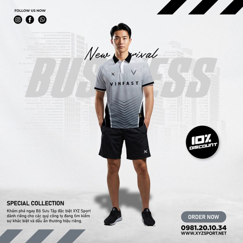 Mẫu Polo Công Ty Vinfast Thiết Kế Màu Xám