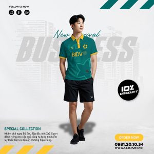 Mẫu Áo Ngân Hàng BIDV Thiết Kế Màu Xanh Real