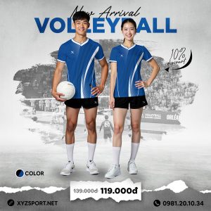 Mẫu Áo Bóng Chuyền Thiết Kế Mã BCX-108 Màu Xanh Bích