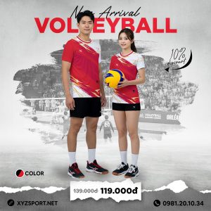 Mẫu Áo Bóng Chuyền Thiết Kế Mã BCX-02 Màu Đỏ