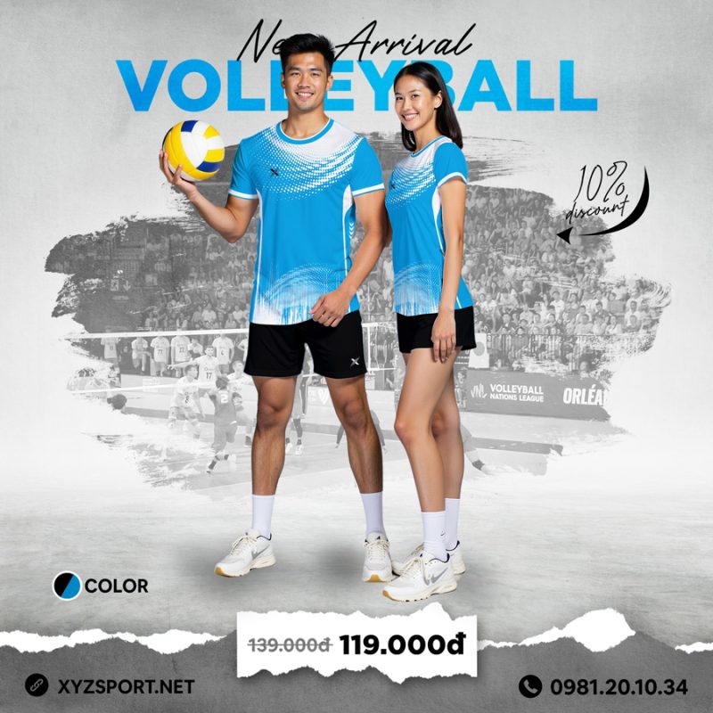 Đồ Thể Thao Bóng Chuyền Thiết Kế Mã BCX-47 Màu Xanh Ya