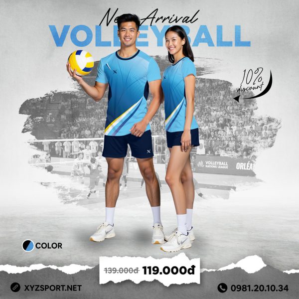 Mẫu Áo Bóng Chuyền Thiết Kế Mã BCX-05 Màu Xanh Ya