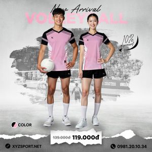 Quần Áo Bóng Chuyền Thiết Kế Mã BCX-68 Màu Hồng Nhạt