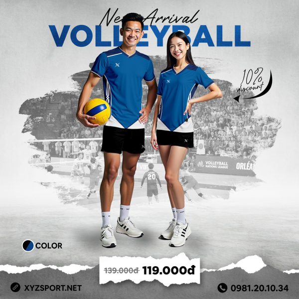 Đồ Thể Thao Bóng Chuyền Thiết Kế Mã BCX-69 Màu Xanh Bích