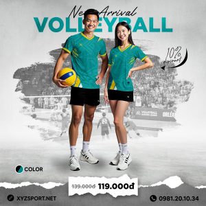 Mẫu Áo Bóng Chuyền Thiết Kế Mã BCX-77 Màu Xanh Ngọc