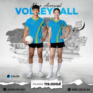 Mẫu Áo Bóng Chuyền Thiết Kế Mã BCX-82 Màu Xanh Ya