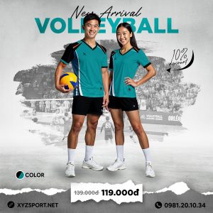 Mẫu Áo Bóng Chuyền Thiết Kế Mã BCX-97 Màu Xanh Real