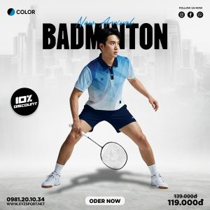 Áo Cầu Lông Cá Tính Mã CLX-39 Màu Trắng Phối Gradient Hiện Đại