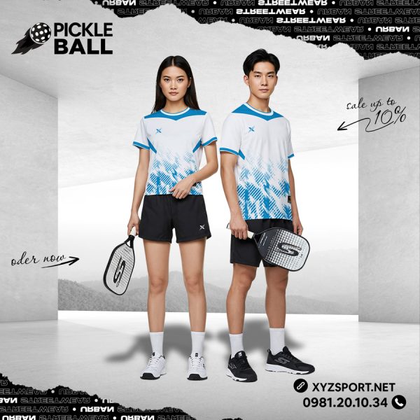 Bộ Đồ Thi Đấu Pickleball PKX-53 - Trắng Xanh Năng Động