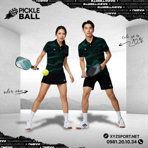 Bộ Trang Phục Pickleball Nam Nữ Mã PKX-59 – Tông Đen Phối Xanh Ve Chai Năng Động
