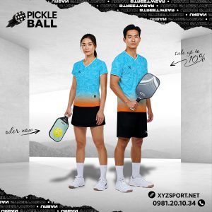 Mẫu Áo Thể Thao Pickleball Phối Màu Xanh – Cam PKX-16