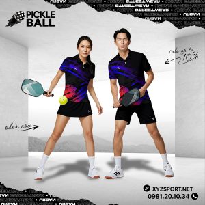 Áo Thể Thao Pickleball Màu Đen Kết Hợp Xanh – Tím – Đỏ Mã PKX-57