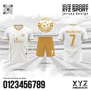 Áo Đấu Thể Thao Vimac FC – Trắng Vàng Đồng Cao Cấp