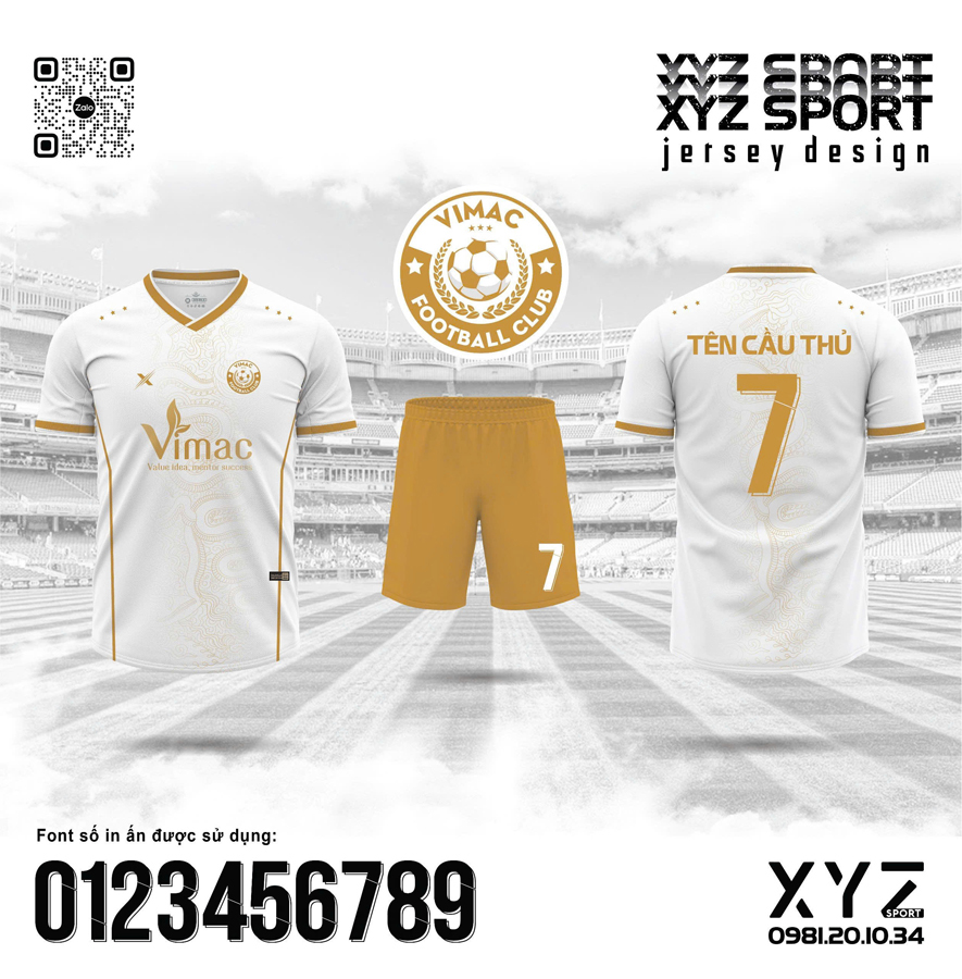 Áo đấu thể thao Vimac FC màu trắng vàng đồng