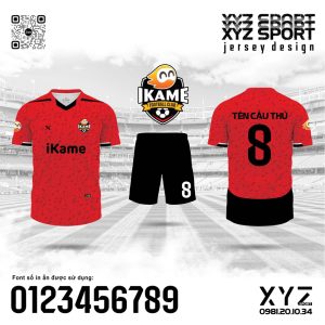 Demo Áo Bóng Đá IKAME FOOTBALL CLUB Màu  Đỏ Rực Cháy