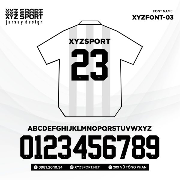 Font Số In Ấn XYZFONT-03 In Ấn Sắc Nét