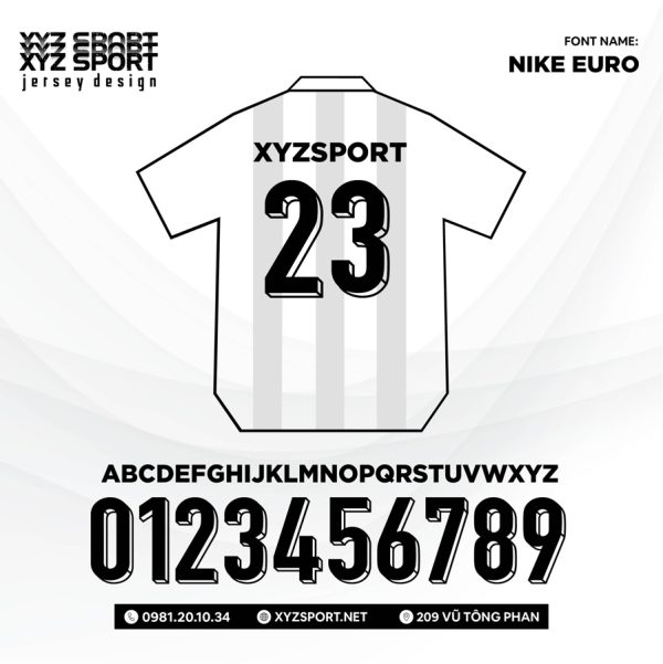 Font Số In Ấn NIKE EURO Đẹp,Sắc Nét