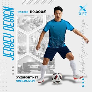 Áo Bóng Đá XYZ Xanh Bích Phối Tím Than – Thiết Kế Pixel Hiện Đại
