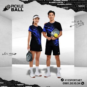 Áo Pickleball Nam Nữ Mã PKX-04 – Màu Đen Phối Xanh Năng Động