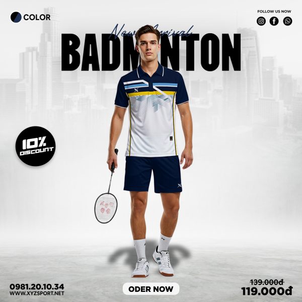 Áo Cầu Lông Nam XYZ Sport Mã CLX-54 - Tím Than Năng Động