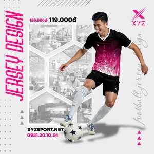 Quần Áo Bóng Đá Thiết Kế Màu Đen Phối Hồng Cá Tính Từ XYZ Sport