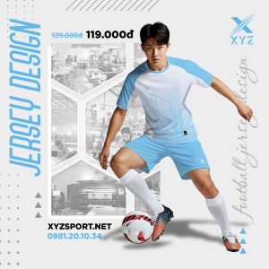 Thiết Kế Mẫu Áo Bóng Đá XYZ Màu Xanh MC - Chất Thể Thao Chuẩn Form Body Fit