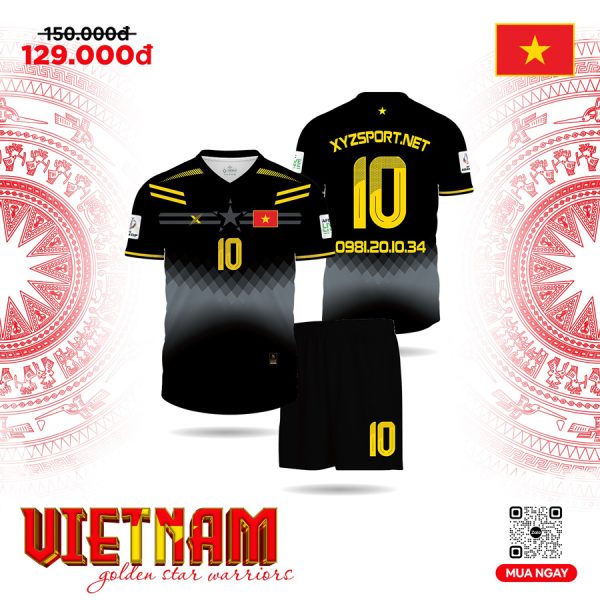 Áo Đá Bóng VIETNAM Training Màu Đen Huyền Bí