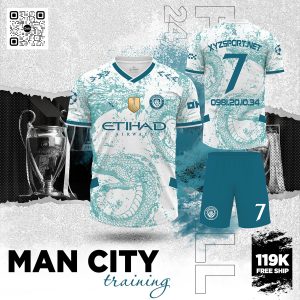 Áo Đấu Training Man City Trắng Xanh Rồng Châu Á