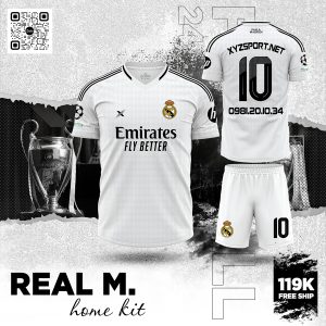 Mẫu Áo Đá Banh Real Madrid Sân Nhà Màu Trắng