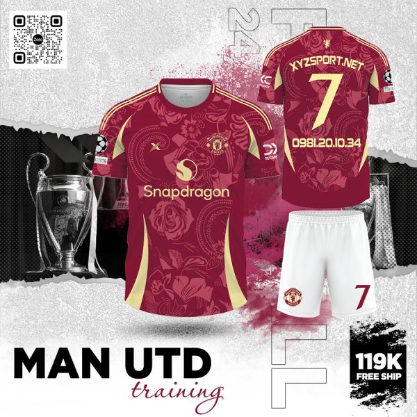 Áo Bóng Đá MAN UTD Training Màu Đỏ Đô Sang Trọng