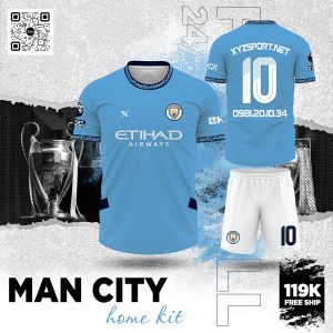 Áo Đấu Manchester City 2024 (Home Kit) Màu Xanh MC Truyền Thống