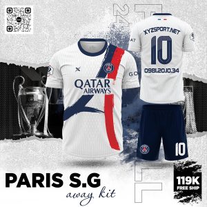 Mẫu Đồ Thi Đấu Paris SG – Away Trắng 2025