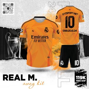 Áo Bóng Đá Real Madrid Away Màu Cam Năng Động