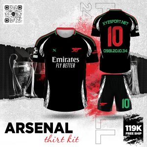Mẫu Áo Bóng Đá Arsenal Third Kit 2025 Màu Đen Mạnh Mẽ Cá Tính