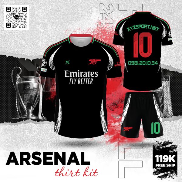 Mẫu Áo Bóng Đá Arsenal Third Kit 2025 Màu Đen Mạnh Mẽ Cá Tính