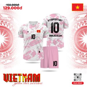 Áo Bóng Đá Thiết Kế Màu Hồng Pastel – Team Việt Nam