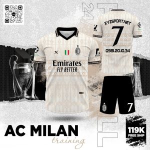 Áo Training AC Milan 2025 Phiên Bản Màu Kem - Sang Trọng Và Tinh Tế