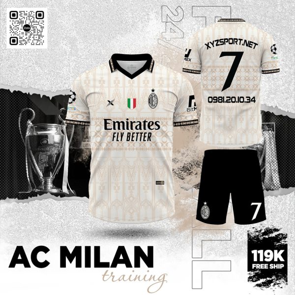 Áo Training AC Milan 2025 Phiên Bản Màu Kem - Sang Trọng Và Tinh Tế