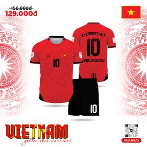 Bộ Quần Áo Đấu Đội Tuyển Việt Nam Màu Đỏ Nhiệt Huyết