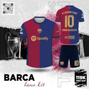 Áo Đấu Barcelona Sân Nhà 2025 Màu Đỏ Đô Sang Trọng