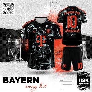 Áo Bayern Away Kit Đen Họa Tiết Nổi Bật