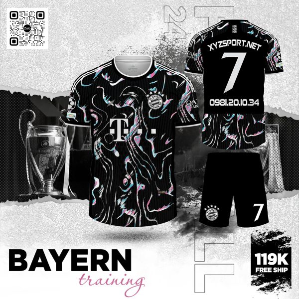Áo Đấu Bayern Training Đen Neon Năng Động