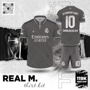 Áo Đấu Real Madrid Màu Xám Thanh Lịch