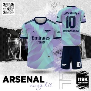 Mẫu Áo Đấu Arsenal Sân Khách Phối Tím Nhạt Và Xanh Ngọc
