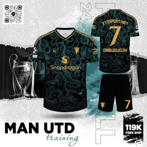 Mẫu Áo Tập Man Utd Training Kit Màu Đen - Rồng Xanh Ngọc Sang Trọng