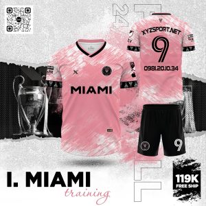 Bộ Quần Áo Bóng Đá Inter Miami Training Màu Hồng Pastel Nổi Bật