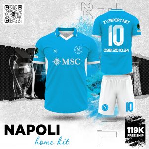 Bộ Đồ Đá Banh Napoli Home Kít - Xanh Ya Nổi Bật