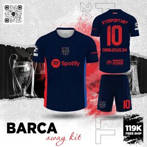 Áo Đấu Barca Away Kit 2024 Màu Tím Than Nổi Bật