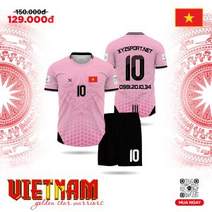 Áo Đấu Thể Thao Màu Hồng Nhạt – Họa Tiết Trống Đồng Nổi Bật | VIETNAM Training 07