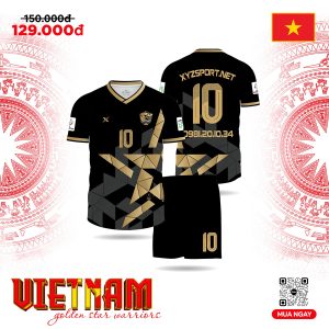 Áo Đá Bóng VIETNAM Training Màu Đen Phối Vàng Đồng